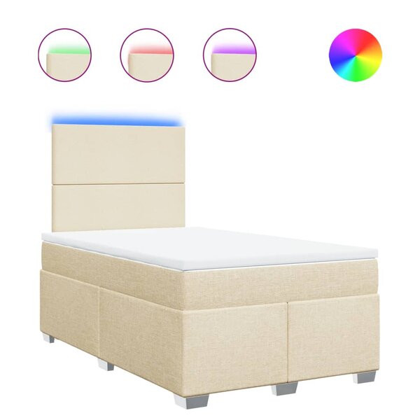 vidaXL Sommier à lattes de lit avec matelas crème 120x190 cm tissu
