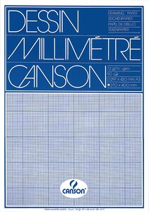 Bloc 50 Feuilles de papier millimétré A3 72 g Bleu CANSON