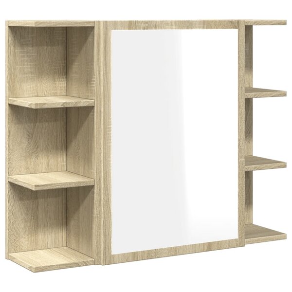 vidaXL Armoire à miroir de bain Chêne sonoma 80x20 5x64 cm Aggloméré