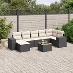 vidaXL Salon de jardin 8 Pièces avec coussins noir résine tressée