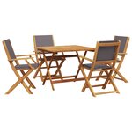 vidaXL Ensemble à manger de jardin 5 Pièces anthracite tissu bois massif