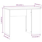 vidaXL Bureau chêne fumé 100x55x75 cm bois d'ingénierie