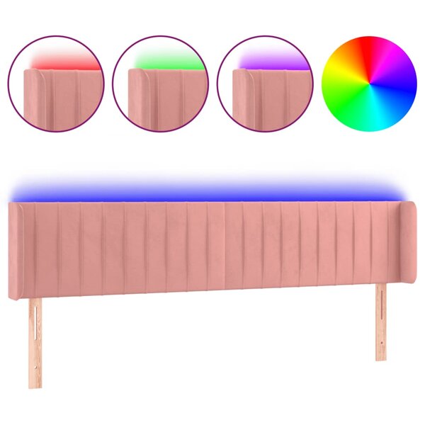 vidaXL Tête de lit à LED Rose 163x16x78/88 cm Velours