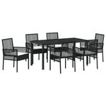 vidaXL Ensemble de Salle à Manger de Jardin de 7 Pièces avec Coussins en Rattan Synthétique Noir