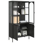 vidaXL Buffet haut noir 90x40x180 cm verre et acier