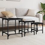 vidaXL Tables basses gigognes 3 Pièces noir bois d'ingénierie