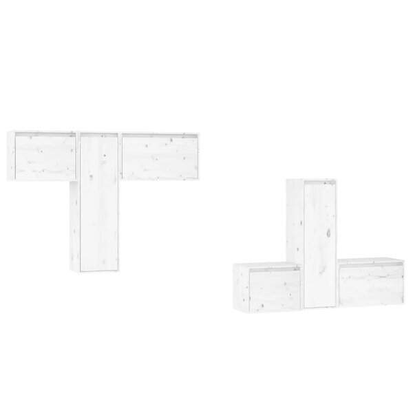 vidaXL Meubles TV 6 Pièces Blanc Bois massif de pin