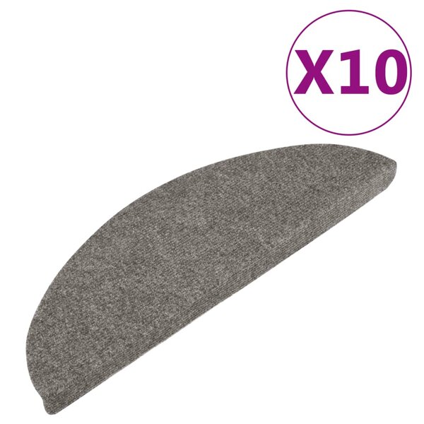 vidaXL Tapis d'escalier auto-adhésifs 10 Pièces gris 65x22 5x3 5 cm