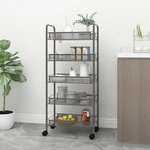 vidaXL Chariot de cuisine à 5 niveaux Gris 46x26x105 cm Fer