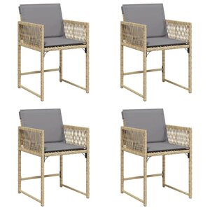 vidaXL Chaises de jardin avec coussins lot de 4 mélange beige