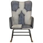 vidaXL Chaise à bascule Gris Cuir véritable et toile