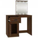 vidaXL Coiffeuse avec LED chêne marron 90x50x132 5cm bois d'ingénierie