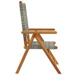 vidaXL Chaises inclinables de jardin lot de 8 gris rotin bois massif