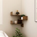vidaXL Étagère d'angle murale Chêne fumé 40x40x50 cm Bois d'ingénierie