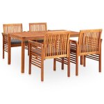 vidaXL Mobilier à dîner d'extérieur 5 Pièces et coussins Acacia solide