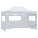 vidaXL Tente pliable de réception avec 4 parois 3 x 4 5 m Blanc