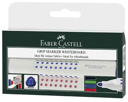 Lot de 4 Marqueurs Grip pour Tableau Blanc Pte Conique 1,5 - 3 mm Assortis FABER-CASTELL