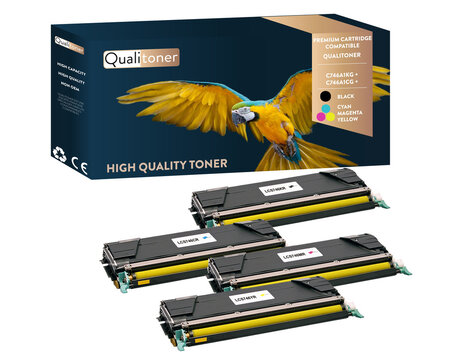 Qualitoner x5 toners c746a1kg (x2) + c746a1cg + c746a1mg (noir x2 + cyan + magenta + jaune) compatible pour lexmark