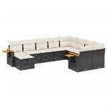 vidaXL Salon de jardin 10 Pièces avec coussins noir résine tressée