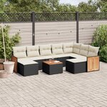 vidaXL Salon de jardin 10 Pièces avec coussins noir résine tressée