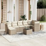 vidaXL Salon de jardin avec coussins 8 Pièces beige résine tressée