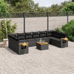 vidaXL Salon de jardin 11 Pièces avec coussins noir résine tressée