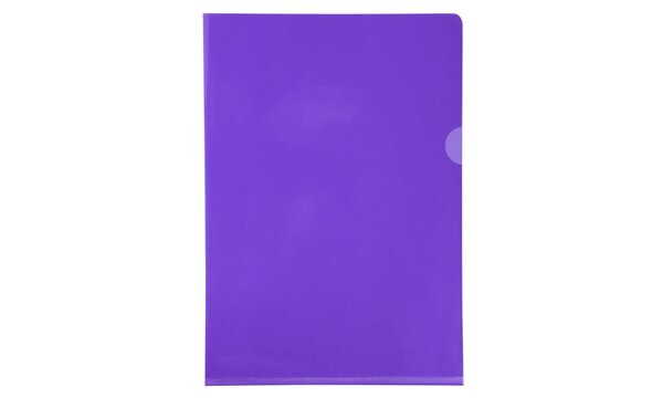 Etui carton de 100 pochettes coin PVC lisse haute résistance 13/100e A4 Violet EXACOMPTA