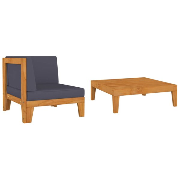 vidaXL Salon de jardin 2 Pièces avec coussins Bois d'acacia solide