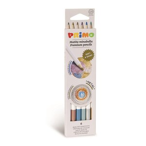 Crayons de couleur métallique hexagonaux minabella  en boîte en carton  6 couleurs. Ø 3 8 mm primo