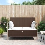 vidaXL Banc de jardin à 2 places avec coussins Marron Résine tressée