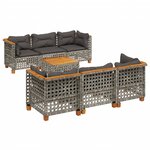 vidaXL Salon de jardin avec coussins 7 Pièces gris résine tressée