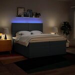 vidaXL Sommier à lattes de lit avec matelas Bleu 200x200 cm Tissu