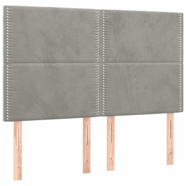 vidaXL Têtes de lit 4 Pièces Gris clair 72x5x78/88 cm Velours