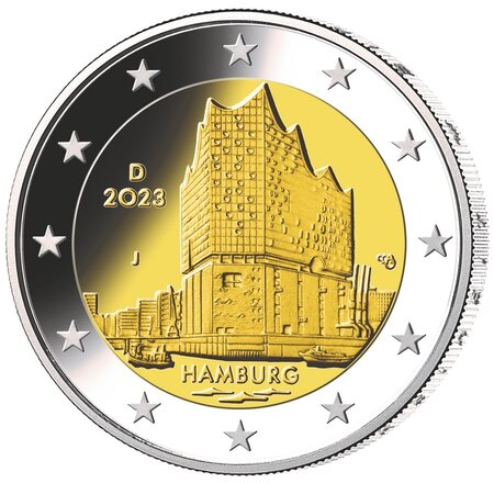 Coffret 5 pièces 2 euro commémoratives Allemagne 2023 BU – Philharmonie de l'Elbe (les 5 ateliers A, D, F, G et J)