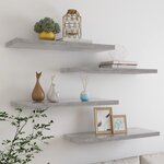 vidaXL Étagères murales flottantes 4 Pièces gris béton 80x23 5x3 8 cm MDF
