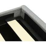 Lit coffre adulte MARTIN - Couchage 160 x 200 cm - Gris clair - Sommier à lattes - 209 x 166 x 99 cm
