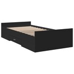 vidaXL Cadre de lit avec tiroirs noir 100x200 cm bois d'ingénierie