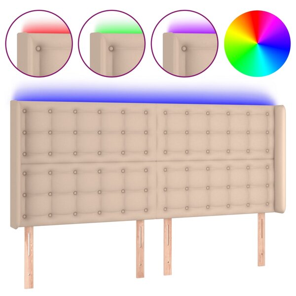 vidaXL Tête de lit à LED Cappuccino 147x16x118/128 cm Similicuir
