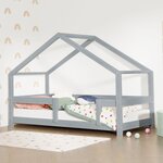 Lit cabane enfant LUCKY 120 x 200 gris