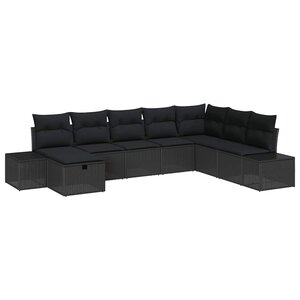 vidaXL Ensemble de canapé de jardin 8 Pièces Noir Poly rotin
