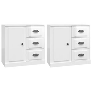 vidaXL Buffets 2 Pièces blanc brillant bois d'ingénierie