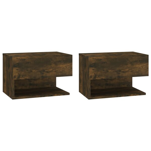 vidaXL Tables de chevet murales 2 Pièces Chêne fumé