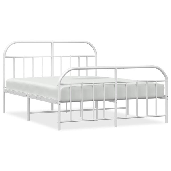 vidaXL Cadre de lit métal avec tête de lit/pied de lit blanc 183x213cm