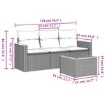 vidaXL Salon de jardin 4 Pièces avec coussins gris résine tressée