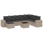 vidaXL Salon de jardin 9 Pièces avec coussins gris clair résine tressée