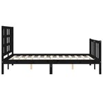 vidaXL Cadre de lit avec tête de lit noir 140x190 cm bois massif