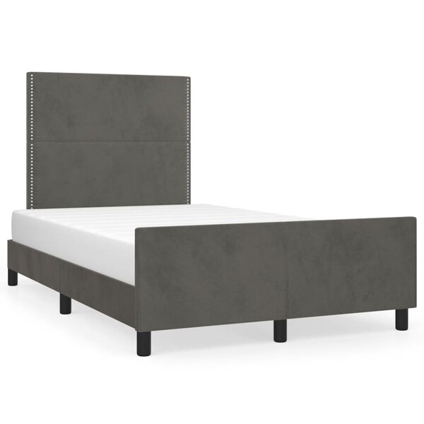 vidaXL Cadre de lit avec tête de lit Gris foncé 120x200 cm Velours