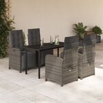 vidaXL Ensemble à manger de jardin 5 Pièces coussins gris résine tressée