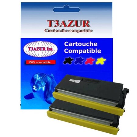 2 Toners compatibles avec Brother TN6600 pour Brother HL1670, HL1850, HL1870 - 6 000 pages - T3AZUR