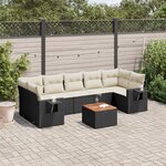 vidaXL Salon de jardin 8 Pièces avec coussins noir résine tressée